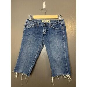 Pink Victoria's Secret Capri Jeans Womens 0R Blue Frayed Raw Hem Denim